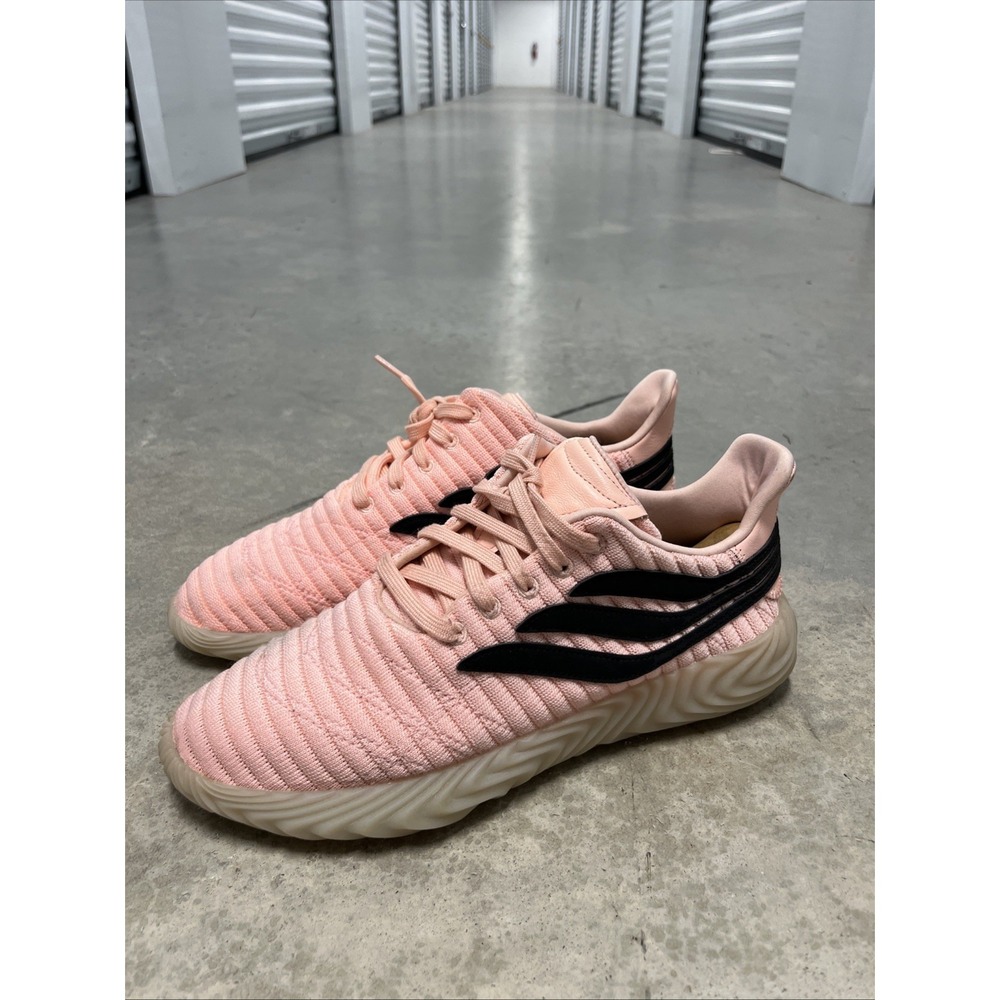 Size 9.5 Adidas Sobakov Pink Coral Mens Lace-Up Running Sneaker Shoes BB7619